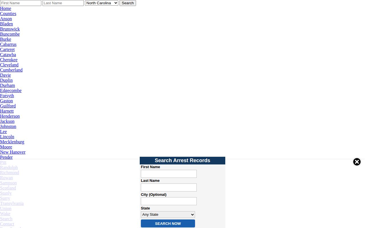 Unofficial Arrests.org Duplin County date-indexed archive page